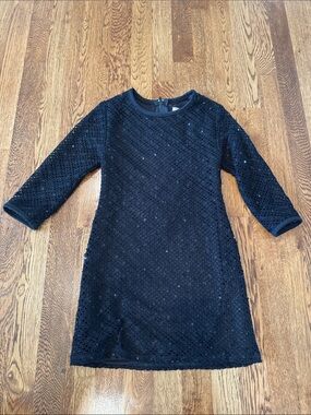 Sally Miller Girls' Black Sequin Knit Dress Size S/7-8